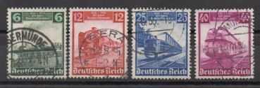 Michel Nr. 580 - 583, Eisenbahn gestempelt.